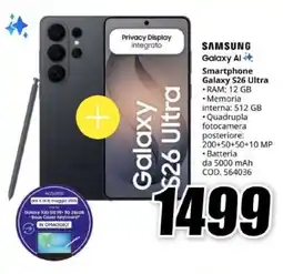MediaWorld SAMSUNG Smartphone Galaxy S26 Ultra offerta