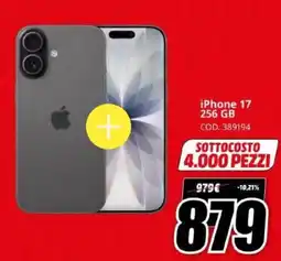 MediaWorld iPhone 17 256 GB offerta