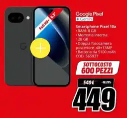 MediaWorld Google Pixel Gemini Smartphone Pixel 10a offerta