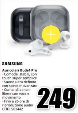 MediaWorld SAMSUNG Auricolari Buds4 Pro offerta