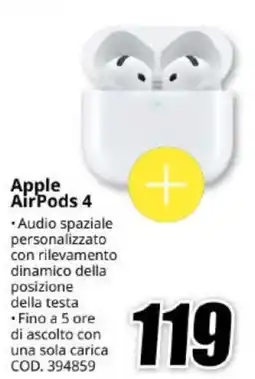 MediaWorld Apple AirPods 4 offerta
