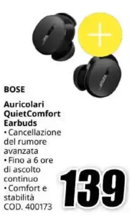 MediaWorld BOSE Auricolari QuietComfort Earbuds offerta