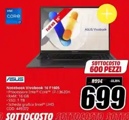 MediaWorld ASUS Notebook Vivobook 16 F1605 offerta