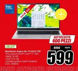 MediaWorld acer Notebook Aspire Go 15 AG15-72P offerta