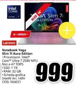 MediaWorld Lenovo Notebook Yoga Slim 7i Aura Edition offerta