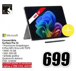 MediaWorld Microsoft Convertibile Surface Pro 12 offerta