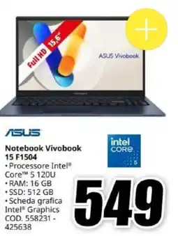 MediaWorld ASUS Notebook Vivobook 15 F1504 offerta