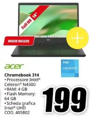 MediaWorld acer Chromebook 314 offerta