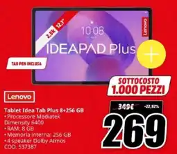 MediaWorld Lenovo Tablet Idea Tab Plus 8+256 GB offerta