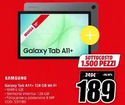 MediaWorld SAMSUNG Galaxy Tab A11+ 128 GB Wi-Fi offerta