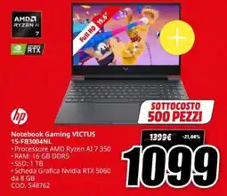 MediaWorld hp Notebook Gaming VICTUS 15-FB3004NL offerta