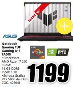 MediaWorld ASUS Notebook Gaming TUF Gaming A16 FA608 offerta