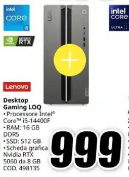 MediaWorld Lenovo Desktop Gaming LOQ offerta