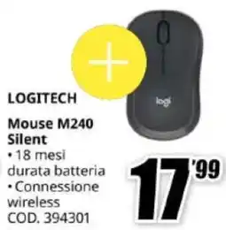 MediaWorld LOGITECH Mouse M240 Silent offerta