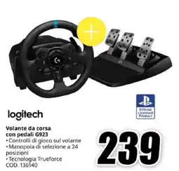MediaWorld logitech Volante da corsa con pedali G923 offerta