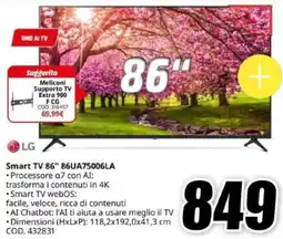 MediaWorld LG Smart TV 86" 86UA75006LA offerta
