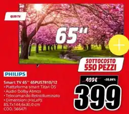 MediaWorld PHILIPS Smart TV 65" 65PUS7810/12 offerta