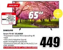 MediaWorld SAMSUNG Smart TV 65" 65U8000F offerta