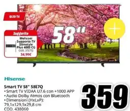 MediaWorld Hisense Smart TV 58" 58E7Q offerta