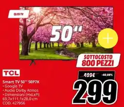 MediaWorld TCL Smart TV 50" 50P7K offerta