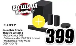 MediaWorld SONY Soundbar Bravia Theatre System 6 offerta