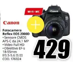 MediaWorld Canon Fotocamera Reflex EOS 2000D offerta
