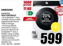 MediaWorld SAMSUNG Lavatrice WW11DB7B94GE offerta