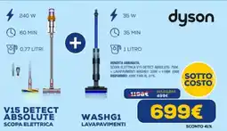Euronics Dyson V15 detect absolute scopa elettrica + WASHG1 lavapavimenti offerta