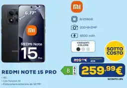 Euronics Xiaomi REDMI NOTE 15 PRO offerta
