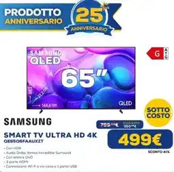 Euronics SAMSUNG SMART TV ULTRA HD 4K QE65Q6FAAUXZT offerta