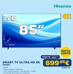Euronics Hisense SMART TV ULTRA HD 4K 85469q offerta