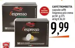 Emisfero CAFFÈ TROMBETTA capsule caffè l'espresso più crema offerta