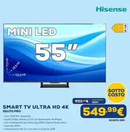 Euronics Hisense SMART TV ULTRA HD 4K 55U7Q PRO offerta