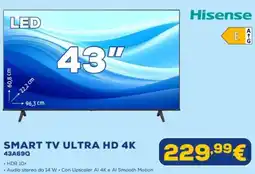 Euronics Hisense SMART TV ULTRA HD 4K 43A69Q offerta