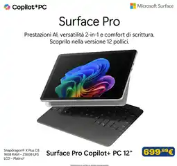 Euronics Surface Pro Copilot+ PC 12" offerta