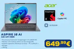 Euronics acer ASPIRE 16 AI A16-11M-X8E6 offerta