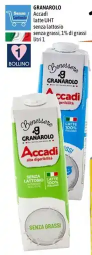 Emisfero GRANAROLO Accadi latte UHT senza lattosio senza grassi, 1% di grassi offerta