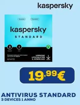 Euronics Kaspersky antivirus standard 3 devices 1 anno offerta