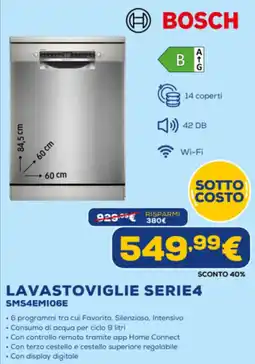 Euronics BOSCH LAVASTOVIGLIE SERIE4 SMS4EMI06E offerta