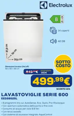 Euronics Electrolux LAVASTOVIGLIE SERIE 600 EES68525L offerta