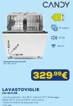 Euronics CANDY LAVASTOVIGLIE CIU 3C7LOB offerta
