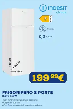 Euronics INDESIT FRIGORIFERO 2 PORTE I55T0 412W offerta