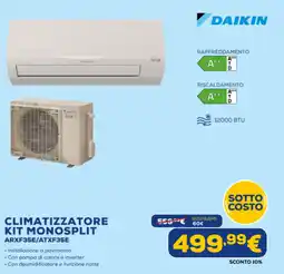 Euronics DAIKIN CLIMATIZZATORE KIT MONOSPLIT ARXF35E/ATXF35E offerta