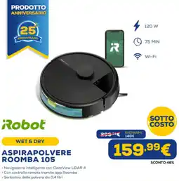Euronics Robot aspirapolvere roomba 105 offerta