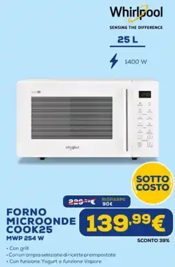 Euronics Whirlpool forno COOK25 MWP 254 W offerta