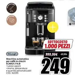 MediaWorld DeLonghi Macchina automatica per caffè in chicchi ECAM21.116.B offerta
