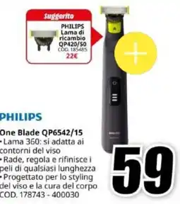 MediaWorld PHILIPS One Blade QP6542/15 offerta