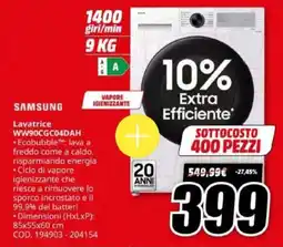 MediaWorld SAMSUNG Lavatrice WW90CGC04DAH offerta