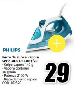 MediaWorld PHILIPS Ferro da stiro a vapore Serie 3000 DST3011/20 offerta