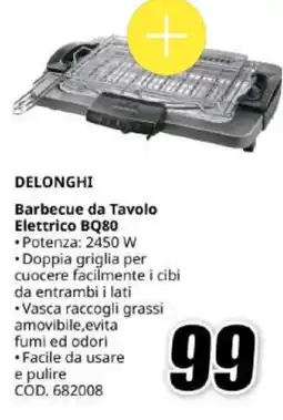 MediaWorld DELONGHI Barbecue da Tavolo Elettrico BQ80 offerta